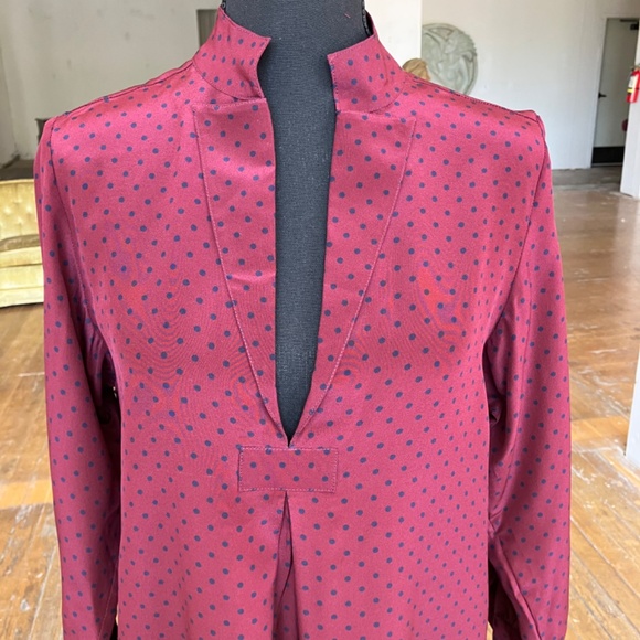 Wizzy Kit Maroon and navy polka dotted Maxi dress. - Picture 4 of 13